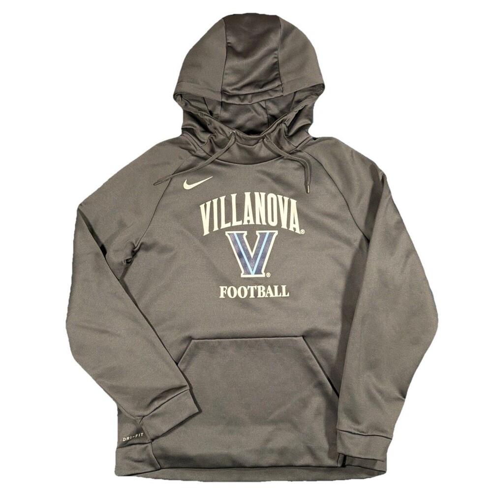 Nike Villanova Wildcats Football Hoodie Gray Dri-Fit Long Sleeve Pullover Large